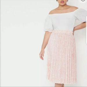 Eloquii - Pink Pleated Midi Skirt